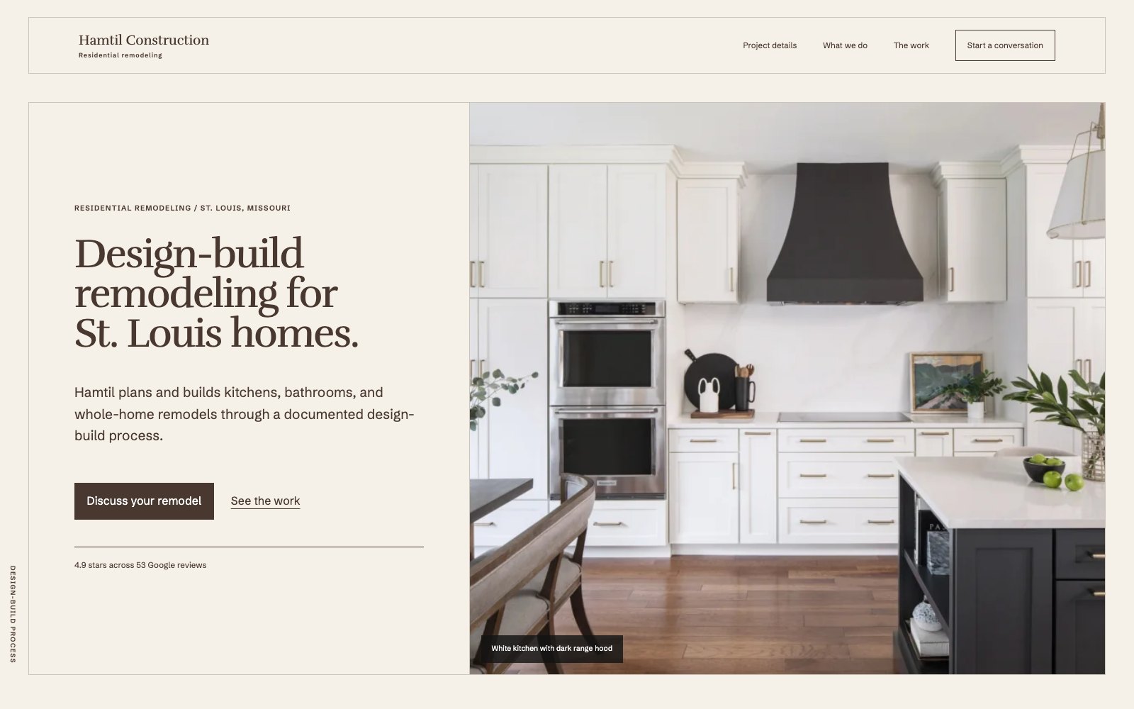 The new Hamtil Construction LLC homepage concept