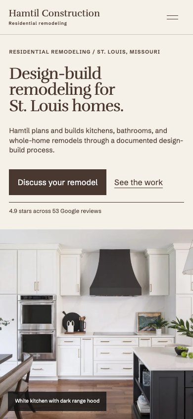 The new homepage on a phone