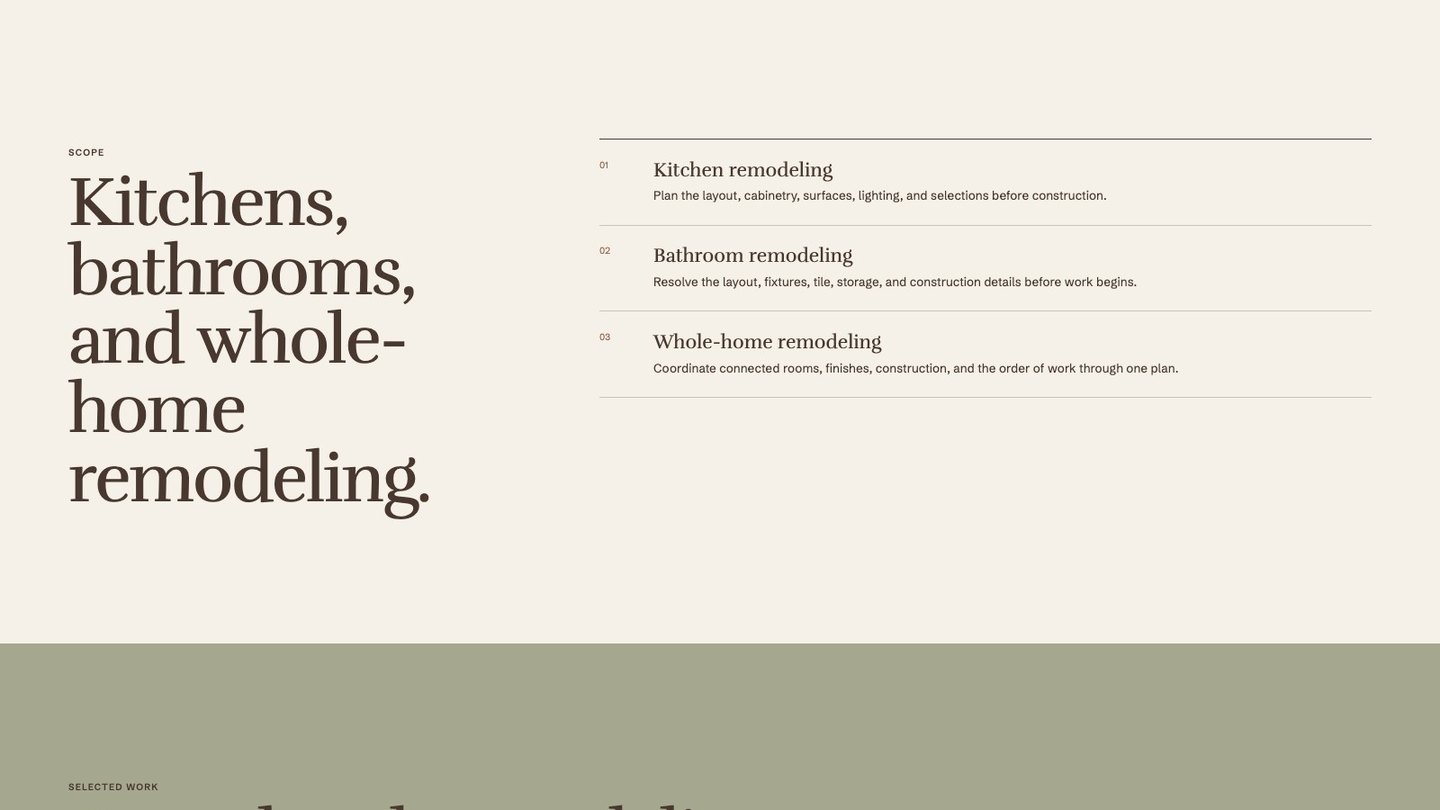 The service section of the new homepage