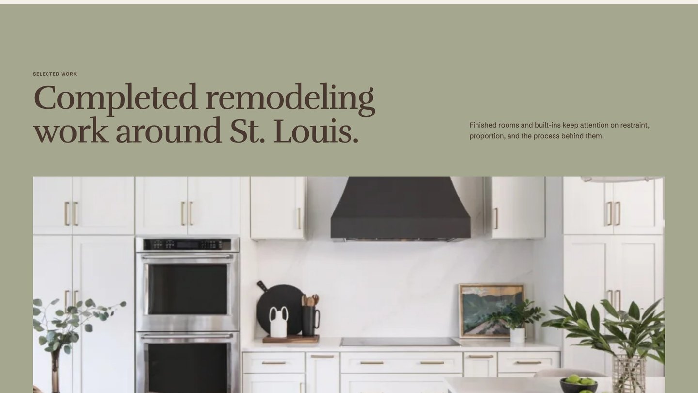 The project section of the new homepage